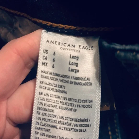 AE 6 long curxy high waisted flare jeans dark indigo American eagle - Picture 3 of 4